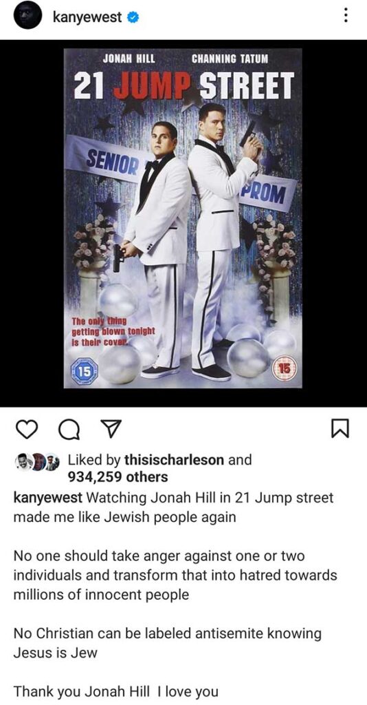 Kanye West Loves Jews 'Again'...the rapper seems to have turned a leaf if his recent Instagram post is anything to go by.