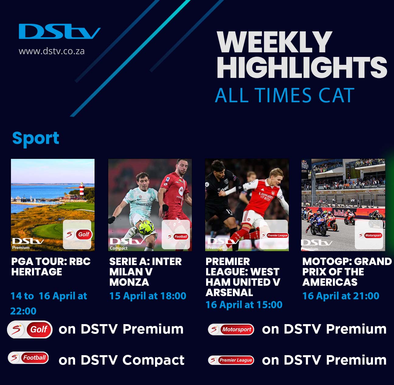 Saturday 15 April at 18:00 on SuperSport Football, available on DStv Compact and up