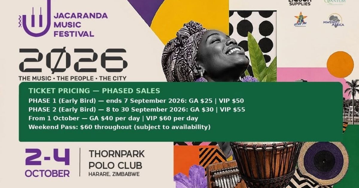 Banner showing Jacaranda Music Festival ticket prices 