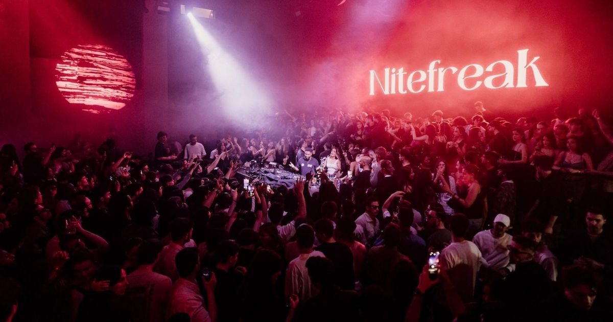 Nitefreak performing in front of a huge crowd.