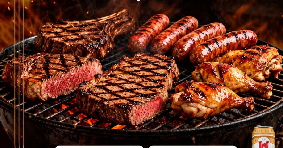 Meat on a braai stand 