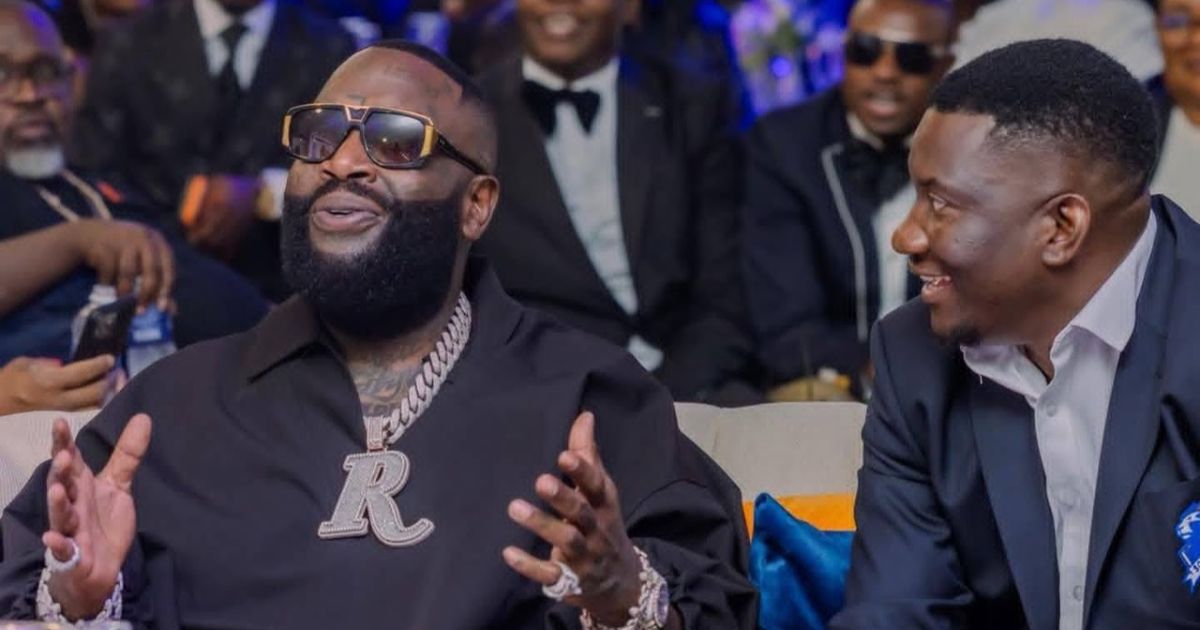 Rick Ross with Scott Sakupwanya at the Scottland FC kit unveiling