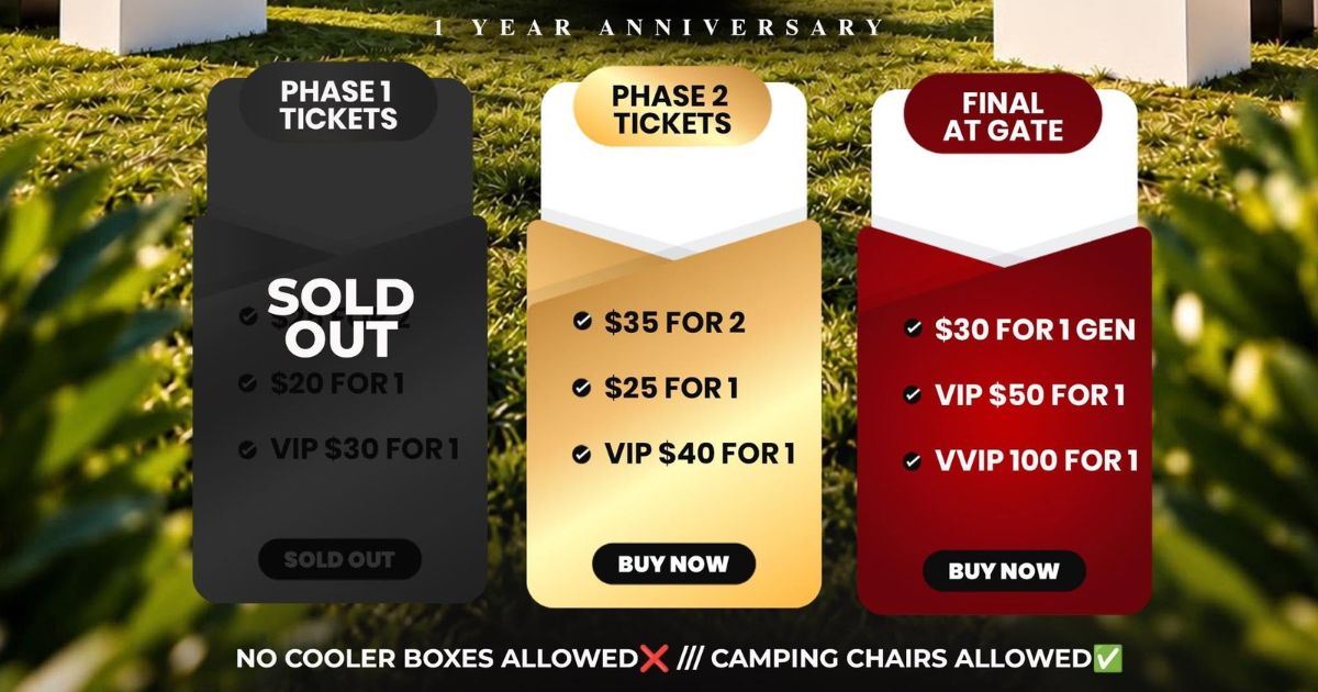 R&B Dancehall Lovers Anniversary Ticket prices
